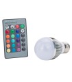 Bombilla de LEDs RGB 3W E27 Esferica con Mando a Distancia