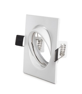 Aro Downlight Basculante Cuadrado Aluminio Color Blanco 83/83mm