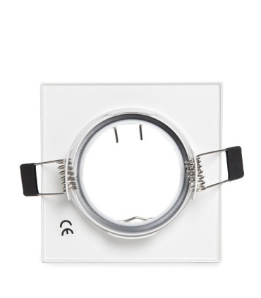 Aro Downlight Basculante Cuadrado Aluminio Color Blanco 83/83mm