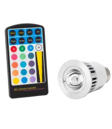 Bombilla de LEDs RGB 5W E27 con Mando a Distancia