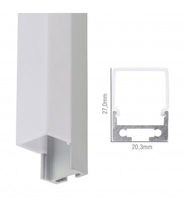 Perfil de Aluminio Curvado para Techo o Colgante para Tira de LEDs - Difusor Opal - Tira de 2 Metros