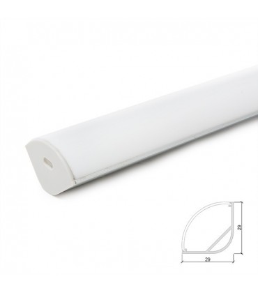 Perfíl de Aluminio para Tira de LEDs - Difusor Transparente - Tira de 2 Metros