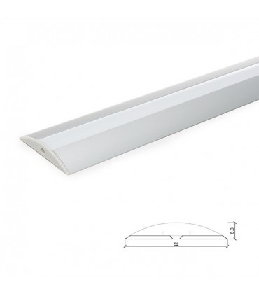 Perfíl de Aluminio para Tira de LEDs - Difusor Opal - Tira de 2 Metros