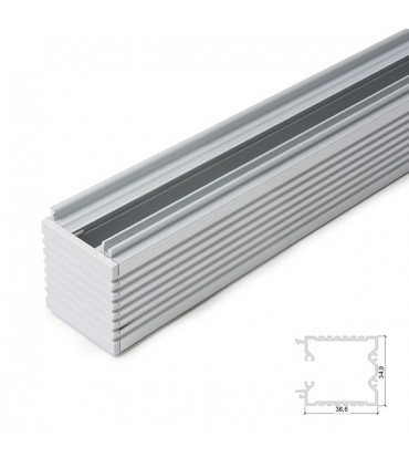 Perfíl de Aluminio para Alojamiento Transformador Perfíl Espejo SU-M001B - Tira de 1 Metro