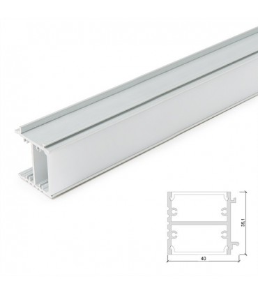 Perfíl de Aluminio para LEDS Iluminación Espejos  y Cuadros  con Difusor Opal - Tira de 1 Metro