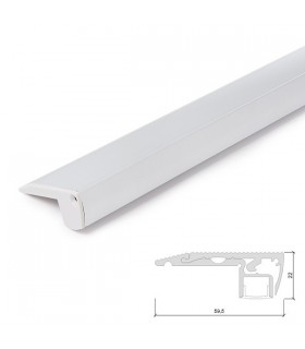Perfíl de Aluminio para LEDS Iluminación Escaleras  con Difusor Opal - Tira de 1 Metro