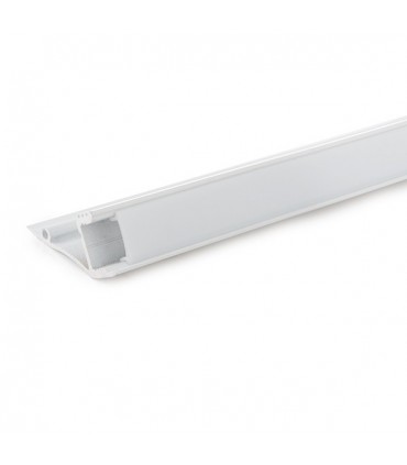 Perfíl de Aluminio para LEDS Instalación en Paredes - Difusor Opal - Tira de 1 Metro