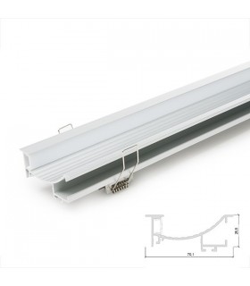 Perfíl de Aluminio para LEDS Instalación en Escaleras - Difusor Opal -Tira de 1 Metro