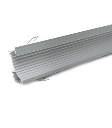 Perfíl de Aluminio para LEDS Instalación en Escaleras - Difusor Opal -Tira de 1 Metro
