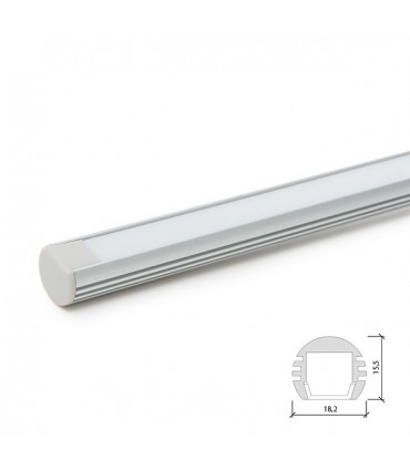 Perfíl de Aluminio para LEDS Suspendible - Difusor Opal -Tira de 2 Metros