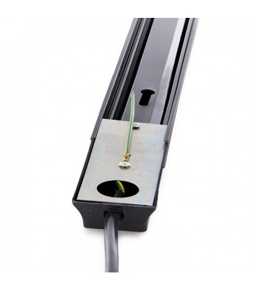 Carril para Focos de LEDs 1M Color Negro con Conector