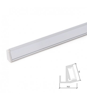 Perfíl de Aluminio para LEDS uso en Estanterías Cristal  Espesor 6mm - Tira de 1 Metro