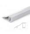 Perfíl de Aluminio para LEDS Instalación en Paredes - Difusor Opal - Tira de 1 Metro