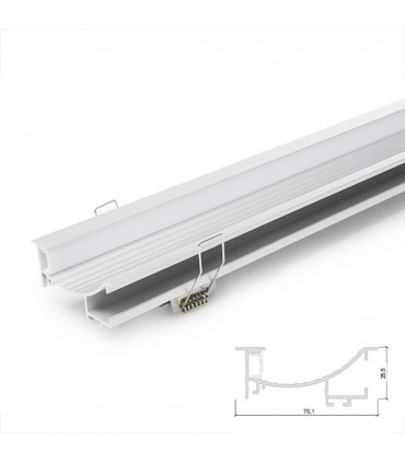 Perfíl de Aluminio para LEDS Instalación en Escaleras - Difusor Opal -Tira de 1 Metro