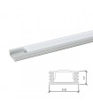Perfíl de Aluminio para LEDS - Difusor Opal -Tira de 2 Metros