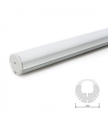 Perfíl de Aluminio para  Tiras de LEDS - Barra Armario - Difusor Opal -Tira de 2 Metros