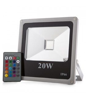 Foco Proyector de LEDs para Exterior ECOLINE 20W RGB con Mando a Distancia