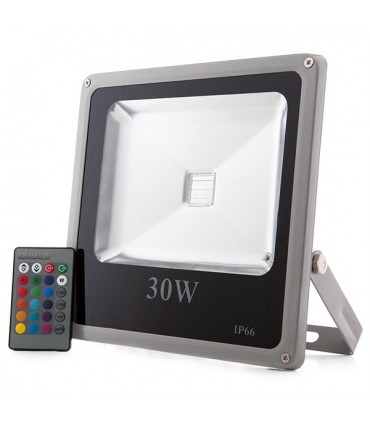 Foco Proyector de LEDs para Exterior ECOLINE 30W RGB con Mando a Distancia