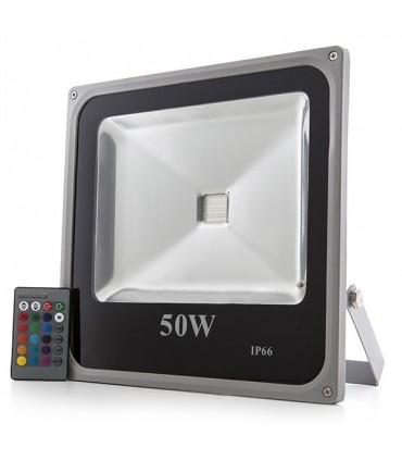 Foco Proyector de LEDs para Exterior ECOLINE 50W RGB con Mando a Distancia