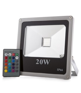 Foco Proyector de LEDs para Exterior ECOLINE 20W RGB con Mando a Distancia