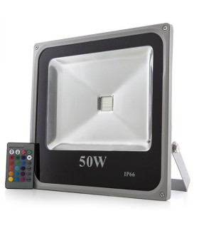 Foco Proyector de LEDs para Exterior ECOLINE 50W RGB con Mando a Distancia