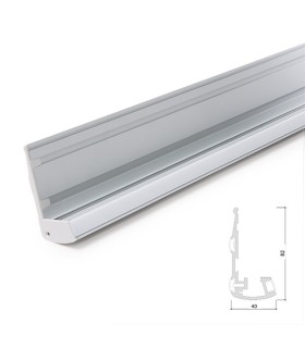 Perfíl para Iluminación Escaleras - Gomas Antideslizantes - Difusor Opal - Tira de 1 Metro