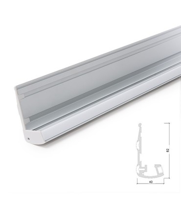 Perfíl para Iluminación Escaleras - Gomas Antideslizantes - Difusor Opal - Tira de 1 Metro