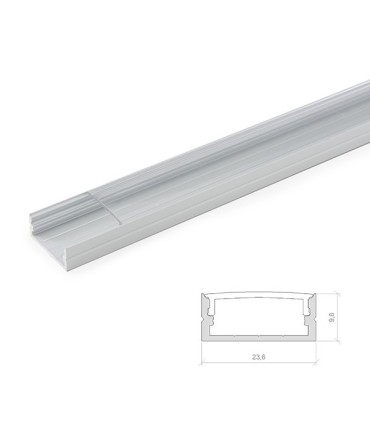 Perfíl de Aluminio para Tira de LEDs Doble - Difusor Opal - Tira de 2 Metros
