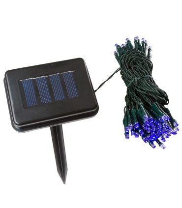 Guirnalda Solar de 100 LEDs 12 Metros IP44 Fijo/Intermitente Azul