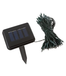 Guirnalda Solar de 100 LEDs 12 Metros IP44 Fijo/Intermitente Blanco
