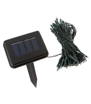 Guirnalda Solar de 100 LEDs 12 Metros IP44 Fijo/Intermitente Blanco