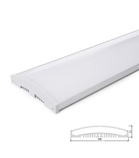 Perfíl/Luminaria de Aluminio para 10 Tiras de LEDS en Paralelo - Difusor Opal -Tira de 1 Metro