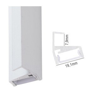 Perfíl de Aluminio para LEDS uso en Estanterías Cristal  Espesor 8mm - Tira de 2 Metros
