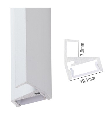 Perfíl de Aluminio para LEDS uso en Estanterías Cristal  Espesor 8mm - Tira de 2 Metros
