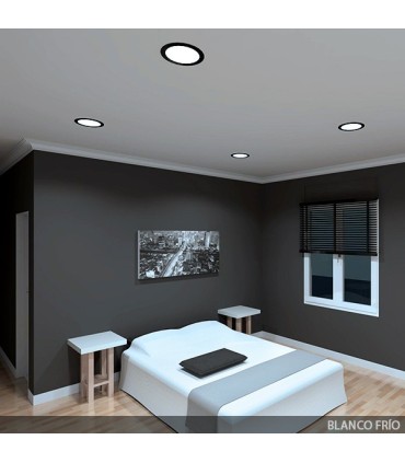 Placa de LEDs Circular Marco Negro 225mm 18W 1380Lm 30.000H