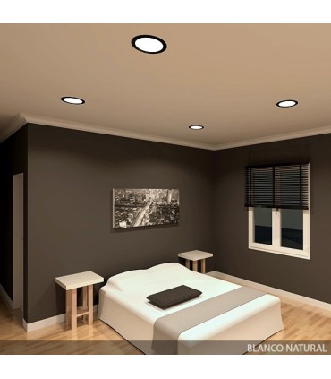 Placa de LEDs Circular Marco Negro 225mm 18W 1380Lm 30.000H