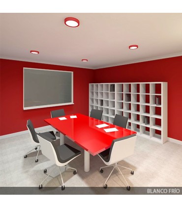 Plafón de Techo de LEDs Circular de Superficie Ø215mm 18W 1450Lm 30.000H Color Rojo