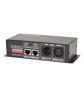 Controlador DMX512 RGB 12/24VDC 3 Canales 8A Hasta 288/576W