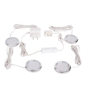 Juego de 4 Luces Circulares LED para Armarios con Transformador