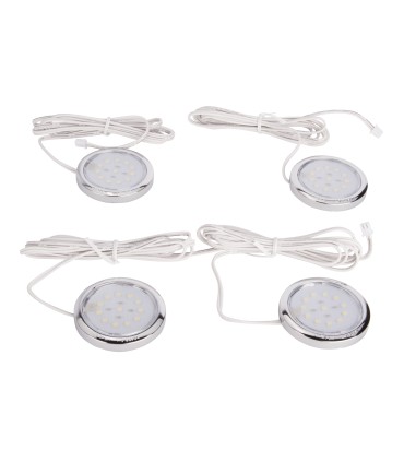 Juego de 4 Luces Circulares LED para Armarios con Transformador
