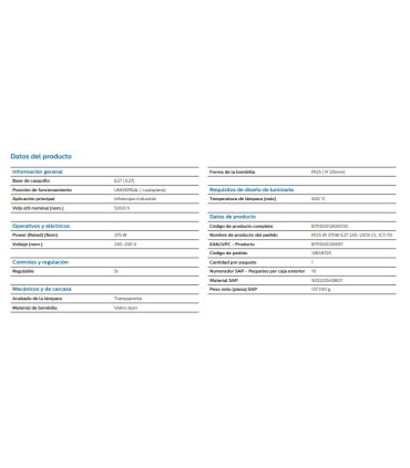 INFRARROJO R-125 375W CLARO PHILIPS