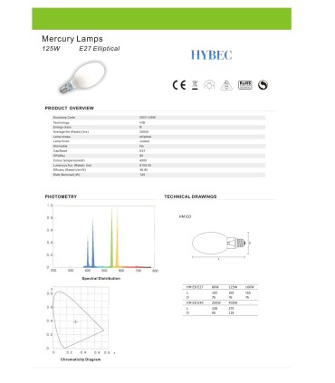 VAPOR DE MERCURIO 125W E27