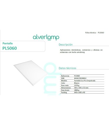 PANEL LED 60X60cm 50W 6000ºK IP20