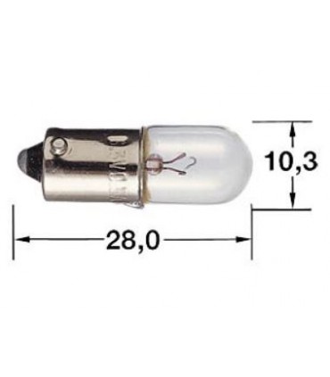 LAMP. T 10X28 6,3V-0,25 BA9S  (10 Unidades)