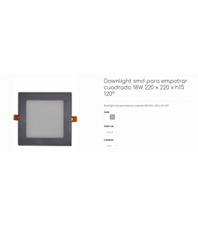Downlight Empotrar cuadrado 18W color Aluminio