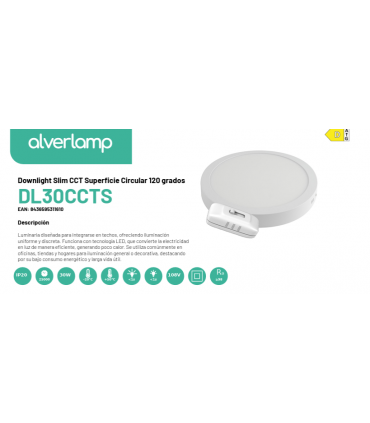 Downlight Slim CCT Superficie Circular 120 grados