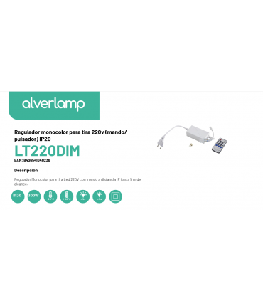 Regulador monocolor para tira 220v (mando/ pulsador) IP20