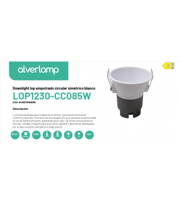 Downlight lop empotrado circular simétrico blanco LOP1230-CC085W
