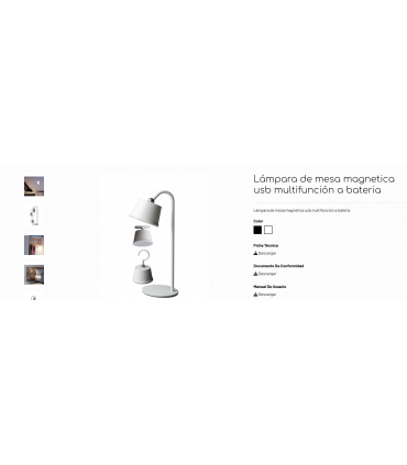 Lámpara de mesa magnética usb multifunción a batería blanca