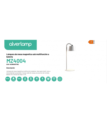 Lámpara de mesa magnética usb multifunción a batería blanca